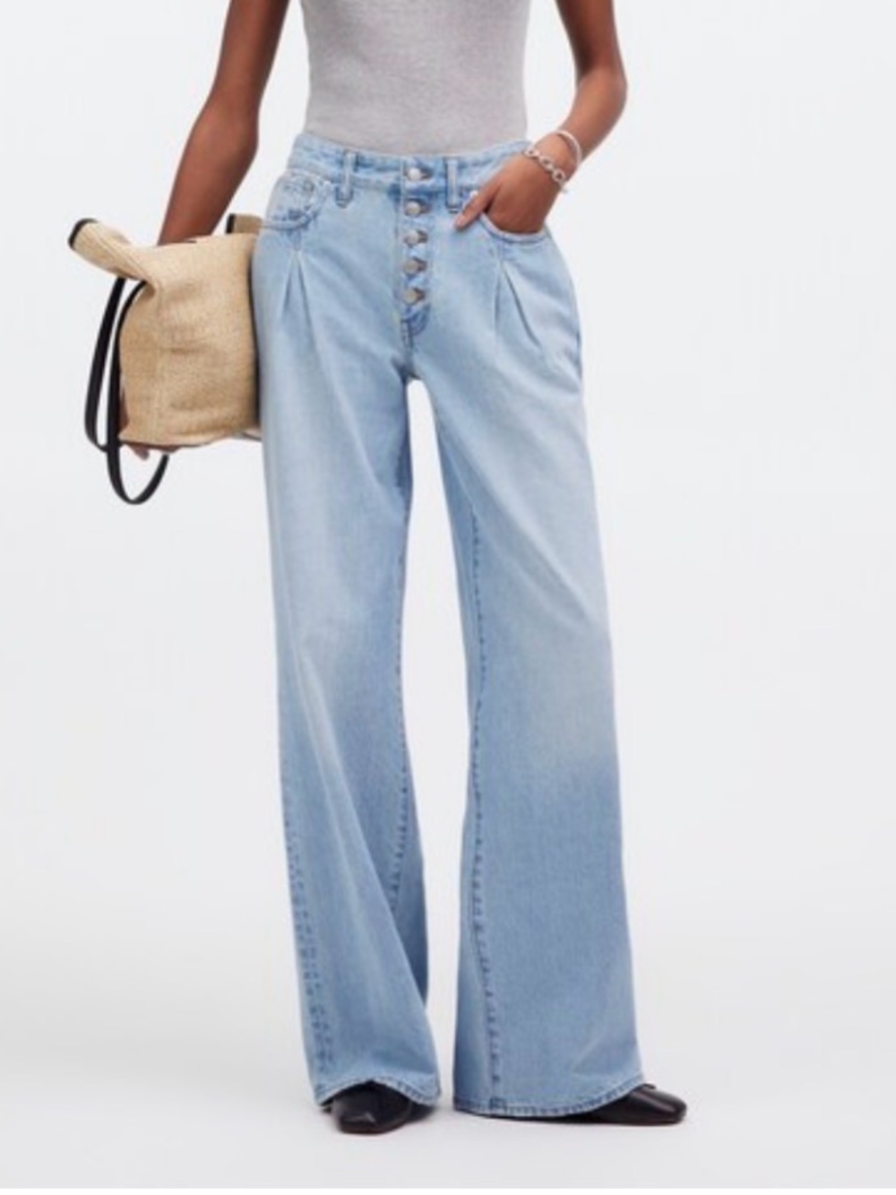 Madewell Superwide-Leg Jeans in Cather Wash Button-Front Edition Women’s Size 25